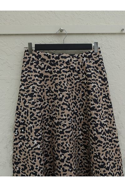 Modamorfo Fusta de scuba cu model leopard de culoare nurcă - talie elastică