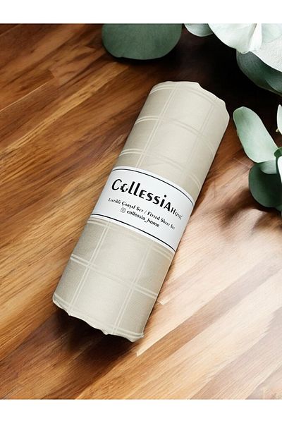CollessiaHome 100% Cotton Satin Jacquard Woven High Quality Fitted Single Fitted Sheet Set - Stone