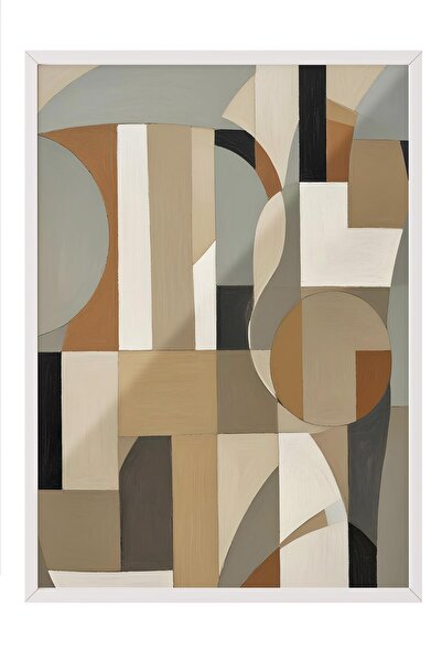 Postifull Tablou cu rama alba, pictura de perete, forme pictate nr.1 seria co...