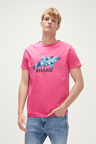 Bad Bear Shark T-shirt Fuchsia Pink Printed Men's T-Shirt