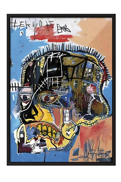 Postifull Siyah Çerçeveli Tablo, Poster ve Çerçeve Seti, Basquiat Skull Comfo...