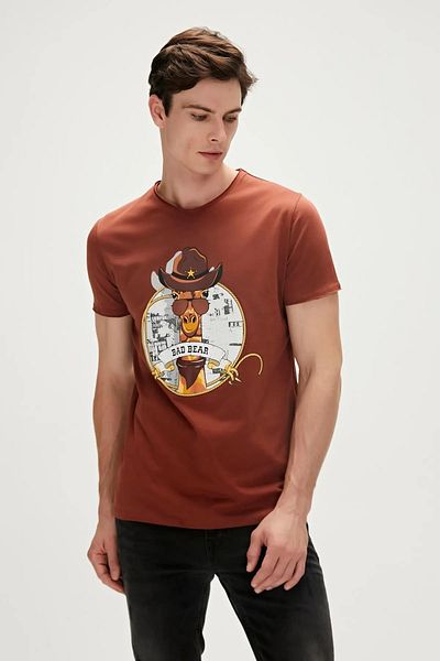 Bad Bear تي شيرت الزرافة تي شيرت رجالي مطبوع باللون البني الخشبي