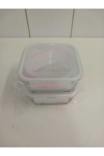 LAV Feyzade Set of 2 Glass Storage Containers with Lock - 1150Cc Square (Frs-249)