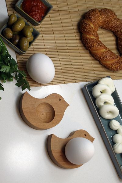 Teknofors Set of 2 Wooden Chick Egg Holder Tableware Presentation