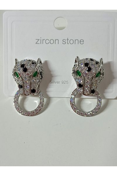 mos&more Zircon Stone Tiger Design Stylish Women's Earrings