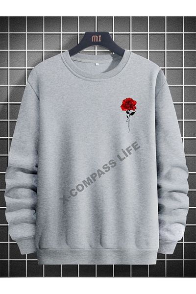 x-compass life Φούτερ Unisex Siifir Collar - Rose Printed Γυναικεία/Ανδρικά