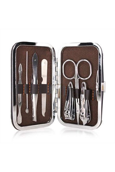 Hanedanev 7 Piece Manicure Pedicure Set Stainless Steel, Steel Nail Clipper Care Set with Bag