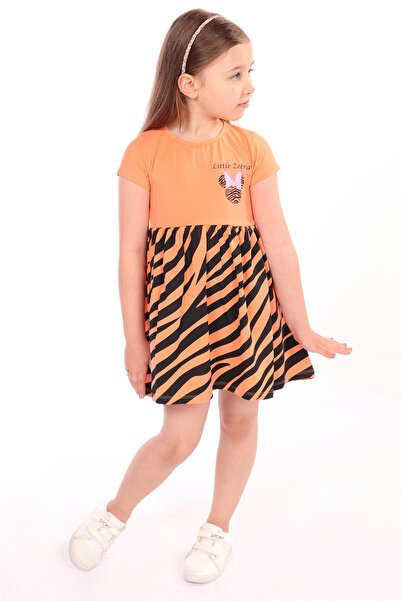 Toontoy فستان بناتي بنمط حمار وحشي - تنورة مكتوبة صغيرة