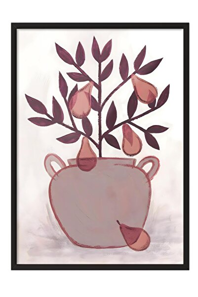 Postifull Tablou cu rama neagra, set de postere si rame, seria Pear Plant Com...