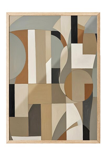 Postifull Tablou cu ramă din lemn, set de postere și rame, Painted Shapes No1...