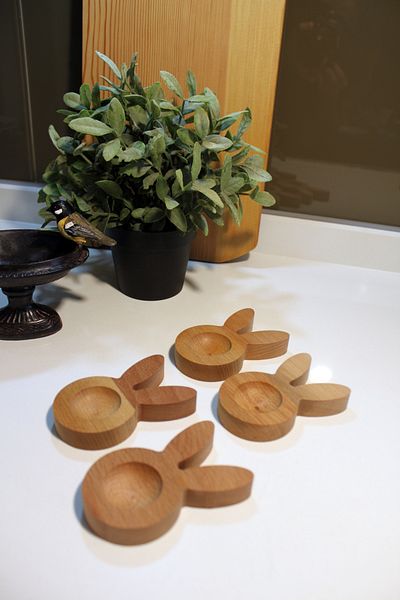Teknofors Wooden Egg Bowl Tableware Presentation Rabbit (Set of 4)