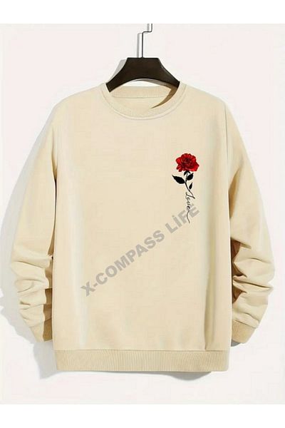 x-compass life Φούτερ Unisex Siifir Collar - Rose Printed Γυναικεία/Ανδρικά