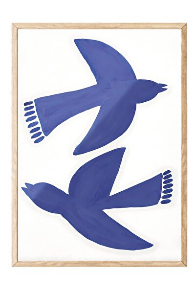 Postifull Ahşap Çerçeveli Tablo, Poster ve Çerçeve Seti, Bluebirds Fly Comfor...