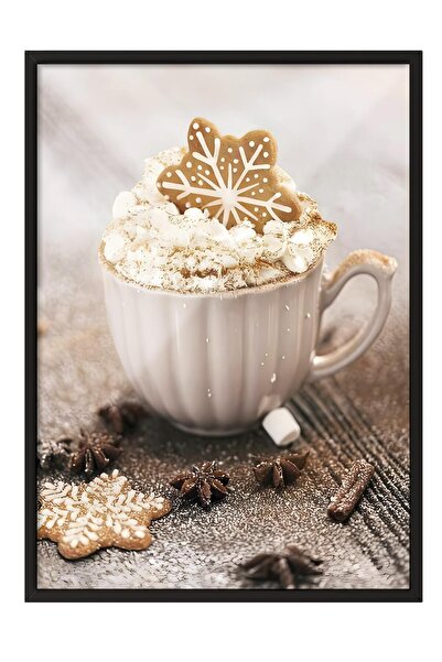 Postifull Tablou cu rama neagra, poster de Anul Nou, decor de Anul Nou, Cream...