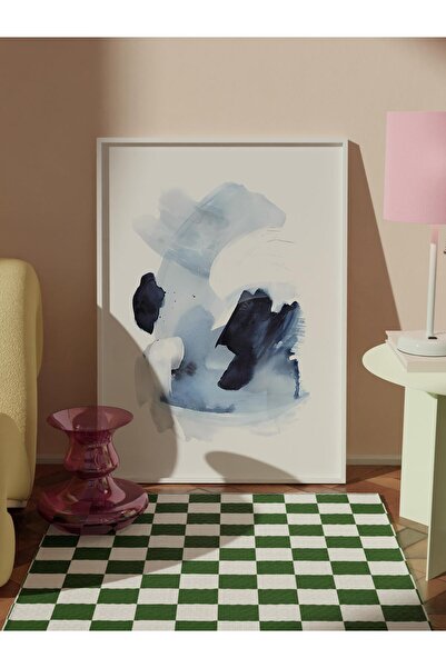 Postifull White Framed Painting, Poster and Frame Set, Watercolor Blues Comfort Series No:108574