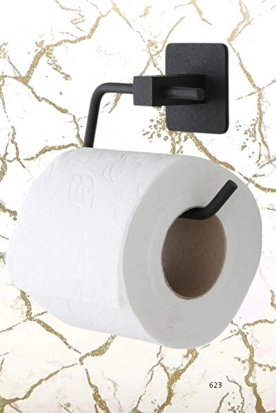 VOİVA Modern Adhesive Wc Toilet Paper Holder Square Black Stainless Holder