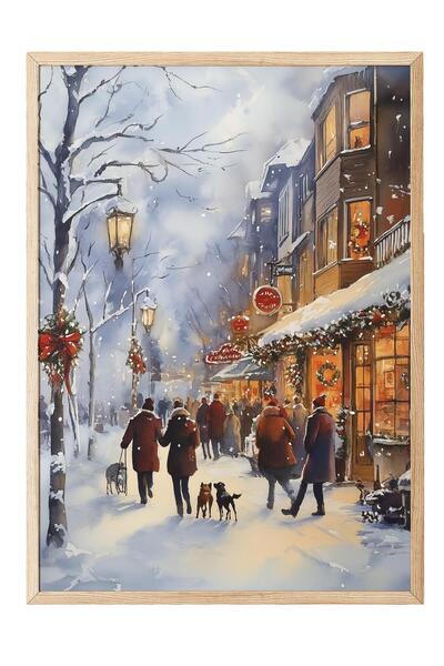 Postifull Ahşap Çerçeveli Tablo, Poster ve Çerçeve Seti, Yılbaşı Comfort Seri...