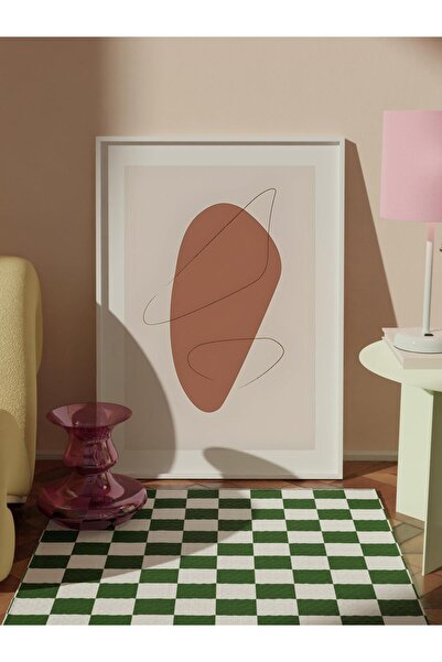 Postifull White Framed Painting, Poster and Frame Set, Graphic Shapes and Lines No1 Comfort Series No:108585