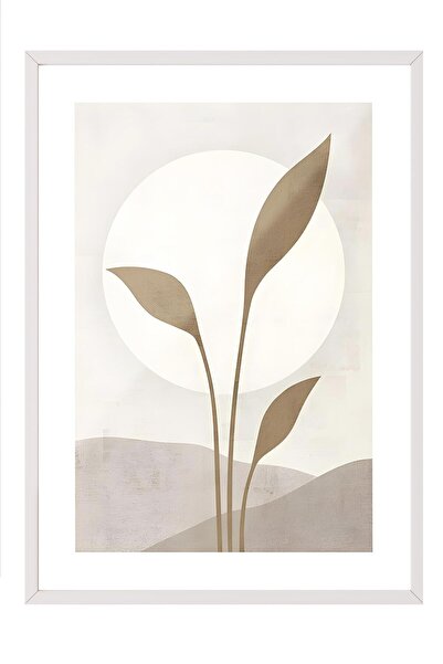 Postifull White Framed Painting, Poster and Frame Set, Beige Solar Comfort Series No:108579