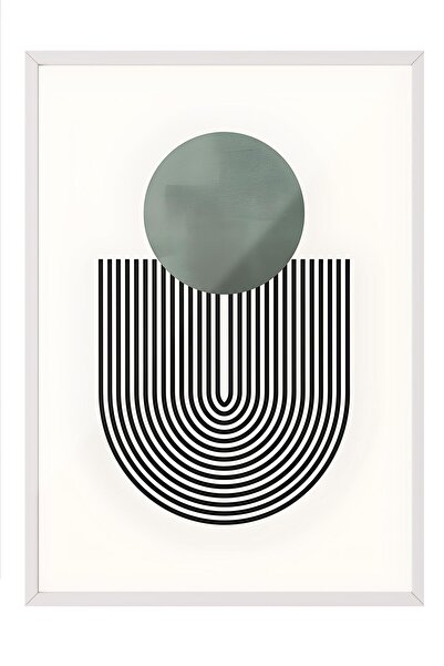 Postifull White Framed Painting, Poster and Frame Set, Mid Century Green No1 Comfort Series No:108589