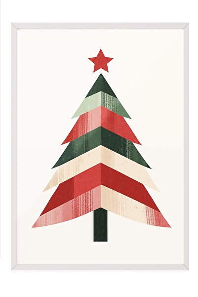 Postifull Beyaz Çerçeveli Tablo, Sanatsal Tasarım Duvar Tablosu, Yılbaşı Comf...