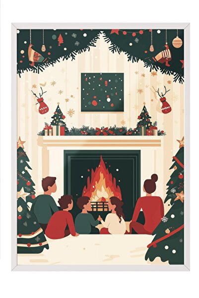 Postifull White Framed Painting, Artistic Design Wall Painting, New Year's Comfort Series No:108815