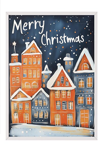 Postifull White Framed Painting, Artistic Design Wall Painting, New Year's Comfort Series No:108756