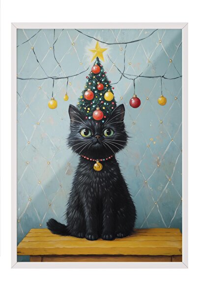 Postifull White Framed Painting, Artistic Design Wall Painting, New Year's Comfort Series No:108739