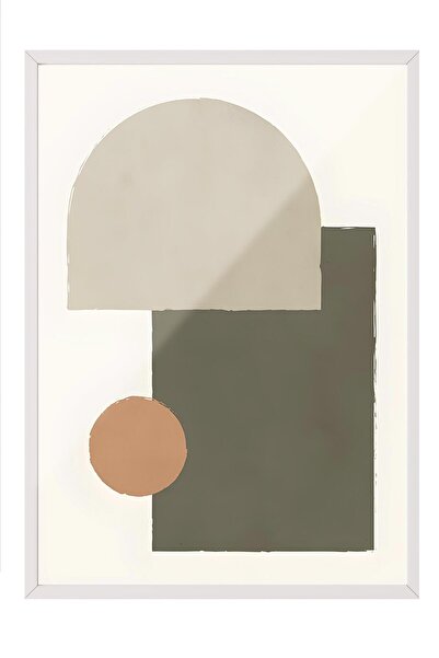 Postifull White Framed Painting, Poster and Frame Set, Earthy Geometrics No2 Comfort Series No:108587