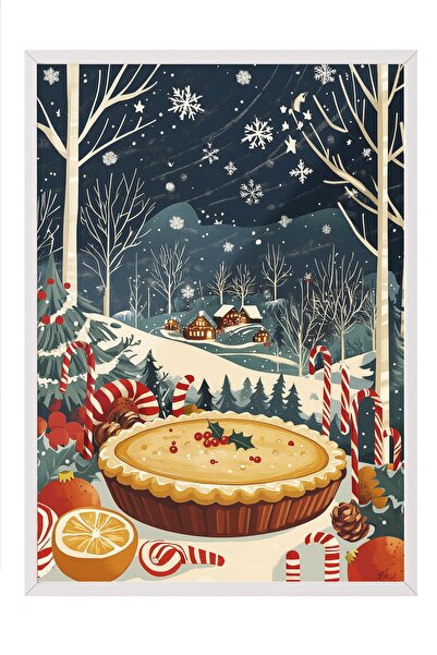 Postifull White Framed Painting, Artistic Design Wall Painting, New Year's Comfort Series No:108814