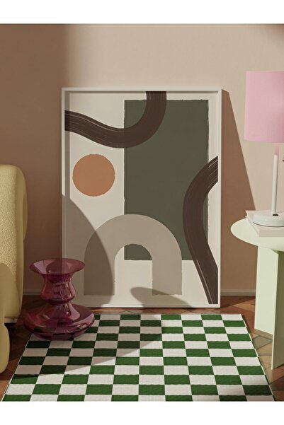 Postifull White Framed Painting, Poster and Frame Set, Earthy Geometrics No2 Comfort Series No:108588