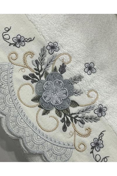 Nurpak 50x90 Bamboo Embroidered Colored Towel - Dowry Bowl (6 Pcs)