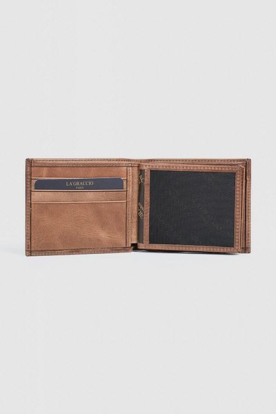 La La'Graccio Paris Мъжки портфейл от естествена кожа La'Graccio Paris, цвят Crazy Brown