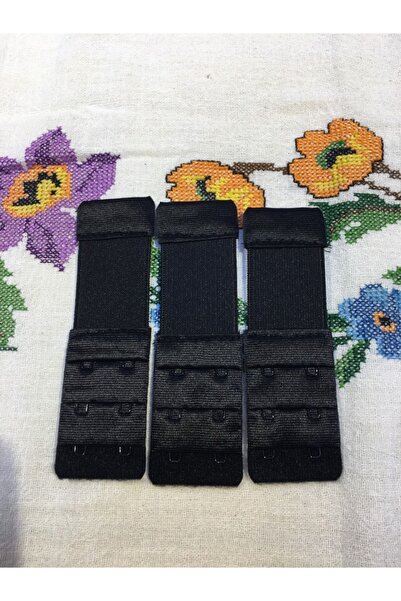 ECEM YILDIZ Kadın Siyah Renk 3’lü Lastikli Sütyen Uzatma Kopçası Agraf/ek Apa...