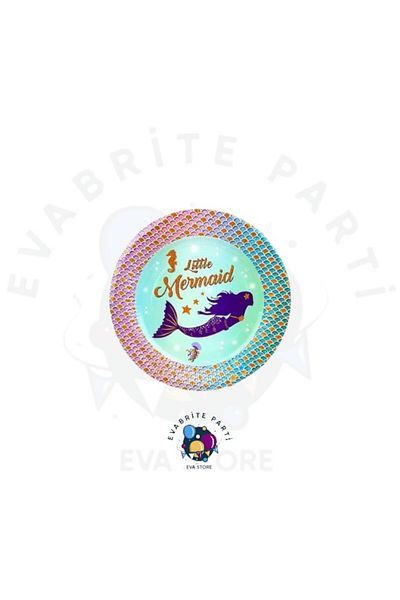 Evabrite Mermaid Themed Cardboard Plate 8 Li - Birthday Party Set Supplies