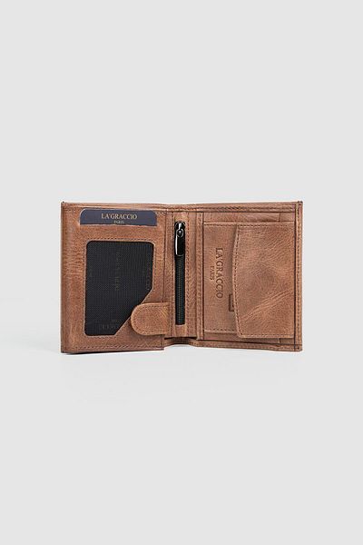 La La'Graccio Paris Мъжки портфейл от естествена кожа La'Graccio Paris, цвят Crazy Brown