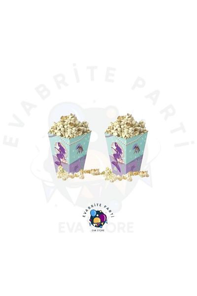 Evabrite Mermaid Themed Cardboard Popcorn Corn Box 8 Li - Birthday Party Set Supplies