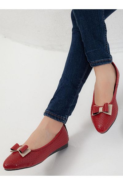 HVZ Exclusive Red Bow Ballerinas
