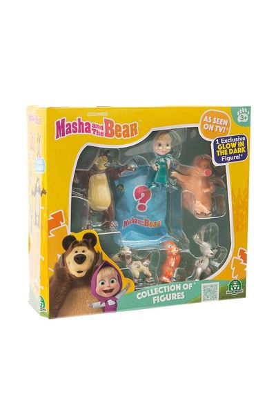 TOYFEST مجموعة مجسمات ماشا والدب مكونة من 6 قطع وشخصية مفاجئة واحدة