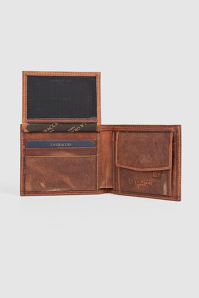 La La'Graccio Paris Мъжки портфейл La'Graccio Paris от естествена кожа Crazy Tan