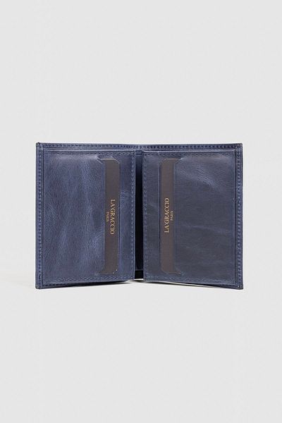La La'Graccio Paris La'Graccio Paris Genuine Leather Men's Wallet Crazy Navy Blue