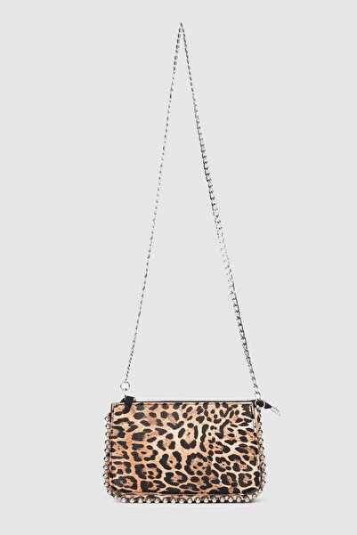 La La'Graccio Paris La Graccio Paris Women's Zr Bead Detailed 3 Compartment Strap Bag Leopard Pattern