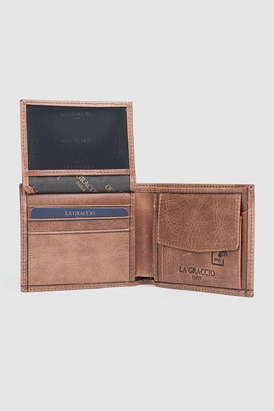 La La'Graccio Paris Мъжки портфейл от естествена кожа La'Graccio Paris, цвят Crazy Brown