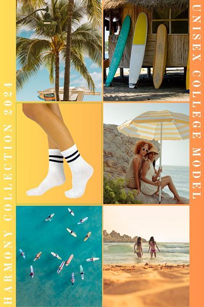 HARMONY COLLECTION Бели безшевни спортни чорапи Premium - на райета (4 чифта)