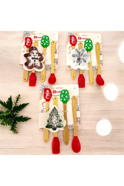 vanilinkitchen New Year's Special Mini Kitchen Set - 5 Pieces (Snowman, Christmas Tree, Snowflake), with Cookie Mold