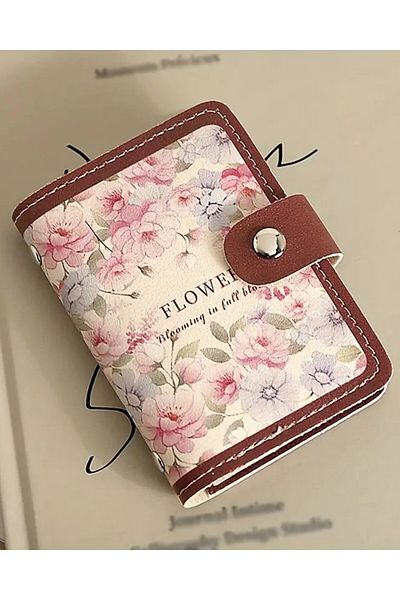 DOODLE Vintage Style Women's Credit Card Wallet with Floral Pattern, Compact Card Holder with Multiple Slots