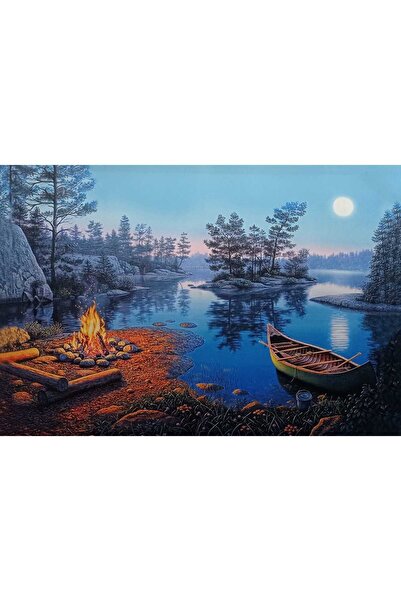 Haki Alışveriş Dünyası Kanvas Tablo ışıklı 60x90 cm göl manzarası pil ve askı...