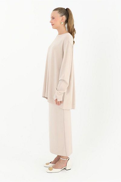 Moda Rosa 25K4460 - Beige - Mercerized Basic Tunic