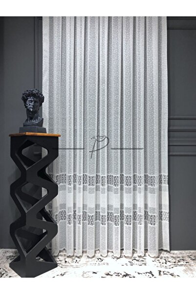 rendecioğlutekstil Tül Perde Deri Zemin 1x3 Sık Pile Etek Aplike Örme Kumaş