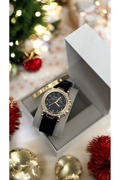 Has Black-Gold Stone Women's Watch